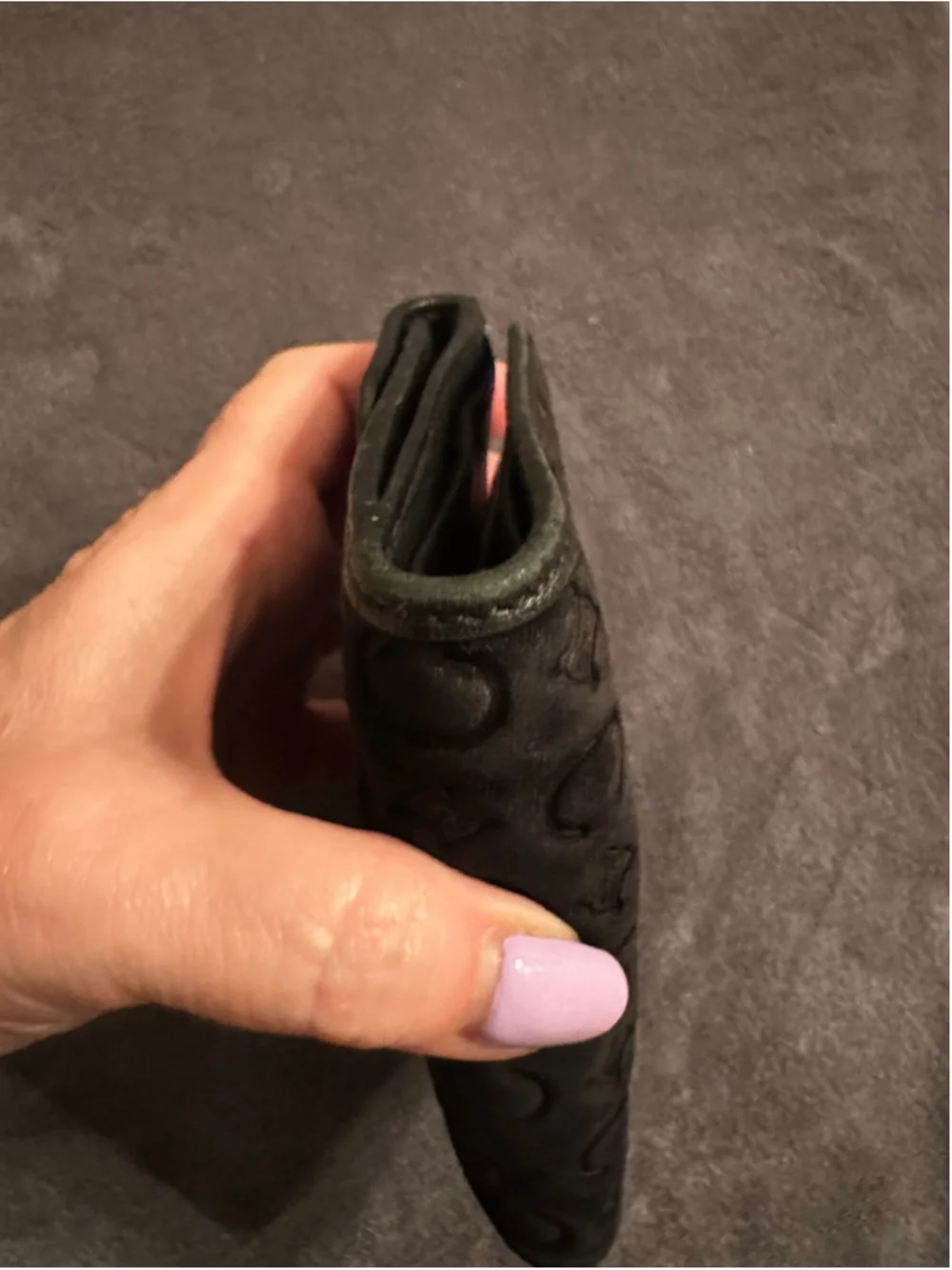 Celine Black Velvet Triomphe Logo Wallet One Size